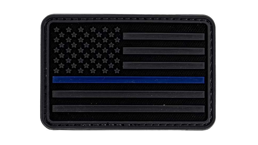 Merica Life 3D US Flag Forward - Thin Blue Line Patch, Gray, 3 x 2, 3D-USFLAG-GREY-TBL