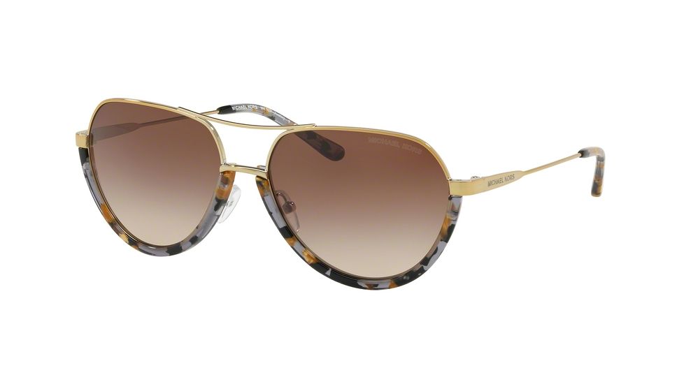 Michael Kors AUSTIN MK1031 Sunglasses 102413-58 - Black/shiny Pale Gold-tone Frame, Smoke Gradient Lenses