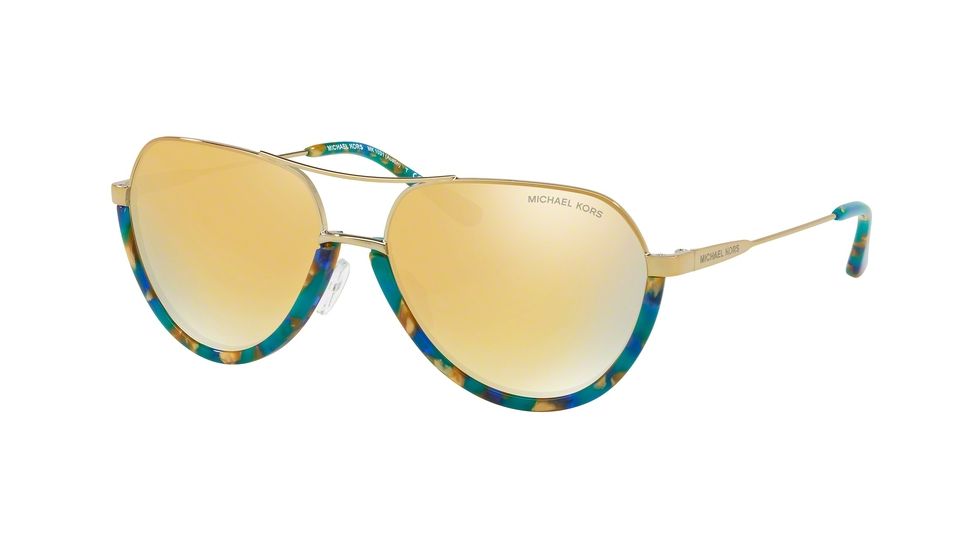 Michael Kors AUSTIN MK1031 Sunglasses 10247P-58 - Teal Mosaic Frame, Liquid Gold Mirror Lenses