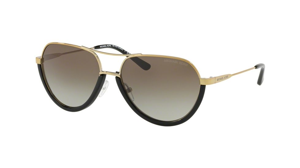 Michael Kors AUSTIN MK1031 Sunglasses 10248E-58 - Black/shiny Pale Gold-tone Frame, Grey Gradient Lenses