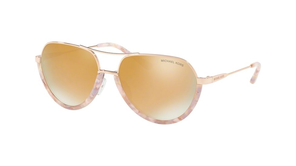 Michael Kors AUSTIN MK1031 Sunglasses 10275A-58 - Pastel Pink Mosaic/rose Gold Frame, Liquid Rose Gold Mirror New Lenses