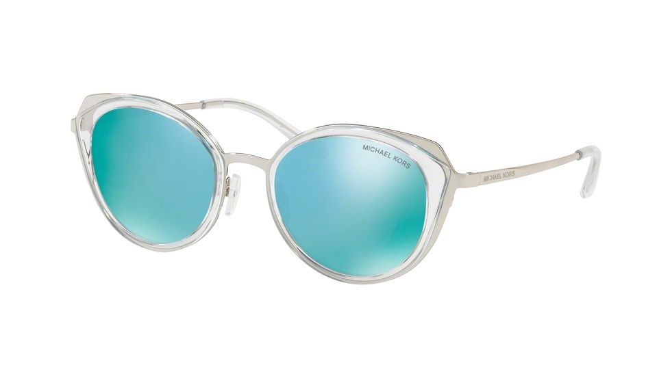 Michael Kors CHARLESTON MK1029 Progressive Prescription Sunglasses MK1029-113725-52 - Lens Diameter 52 mm, Frame Color Shiny Silver/crystal Clear