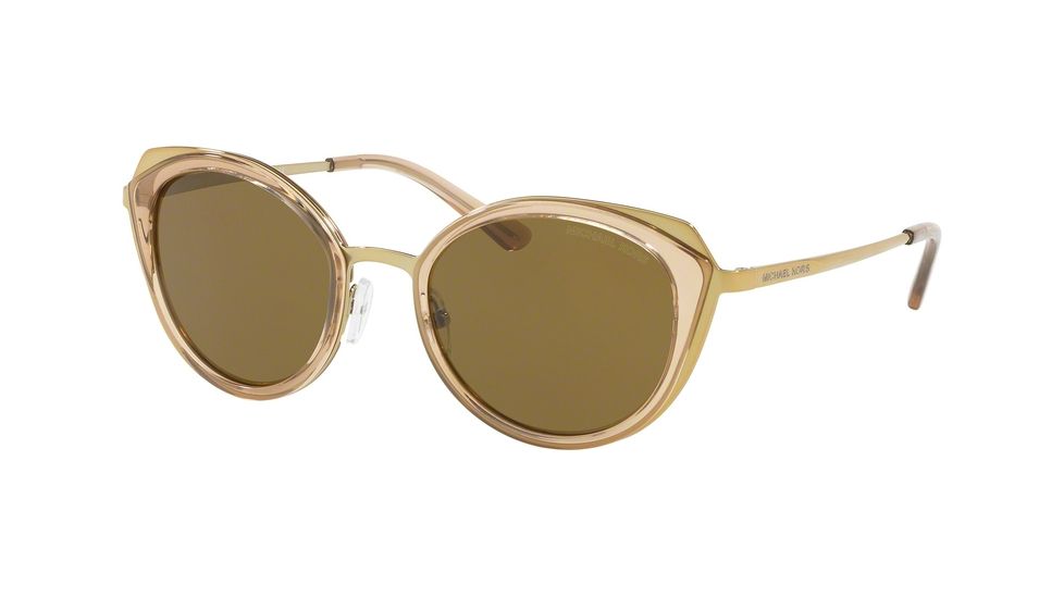 Michael Kors CHARLESTON MK1029 Progressive Prescription Sunglasses MK1029-116873-52 - Lens Diameter 52 mm, Frame Color Shiny Pale Gold/brown Transpar