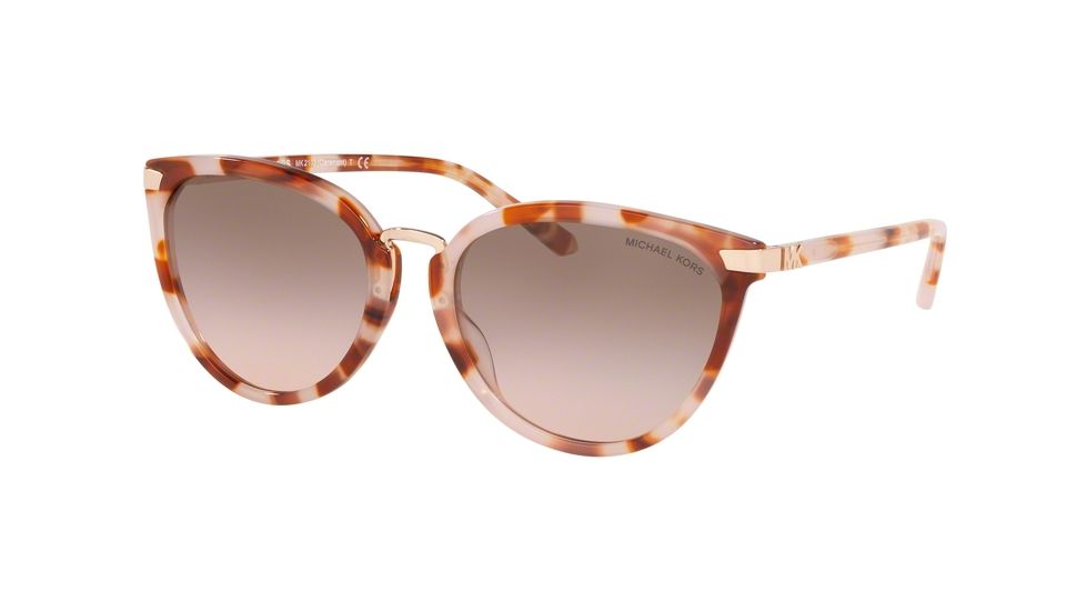 Michael Kors CLAREMONT MK2103 Progressive Prescription Sunglasses, 56mm, Milky Coral Tortoise, MK2103-379111-56-PRO
