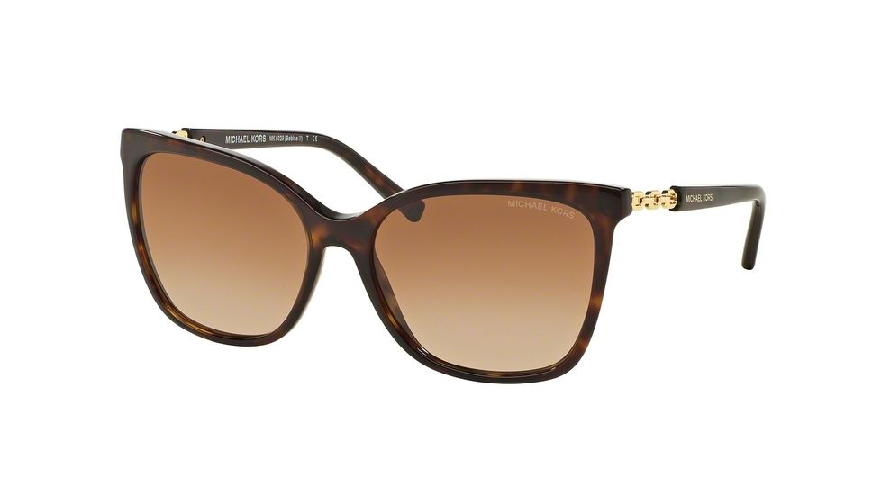 Michael Kors MK 6029 MK6029 Sunglasses 310613-56 - Dk Tortoise/gold Frame, Brown Gradient Lenses