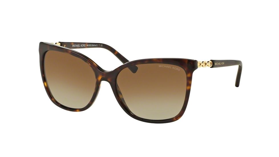 Michael Kors MK 6029 MK6029 Sunglasses 3106T5-56 - Dk Tortoise/gold Frame, Brown Gradient Polarized Lenses
