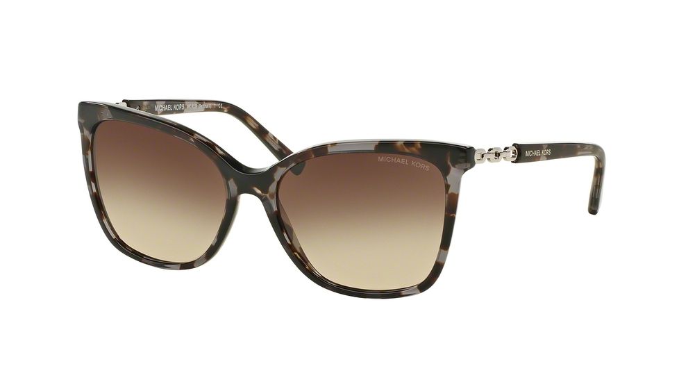 Michael Kors MK 6029 MK6029 Sunglasses 310713-56 - Black Tortoise/Silver Frame, Smoke Gradient Lenses