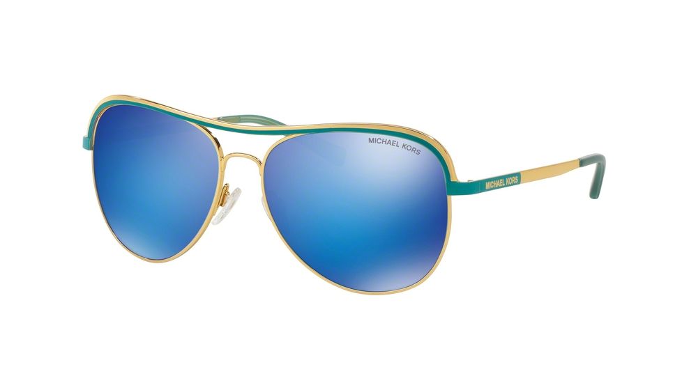 Michael Kors VIVIANNA I MK1012 Single Vision Prescription Sunglasses MK1012-110625-58 - Lens Diameter 58 mm, Frame Color Gold/ Turquoise