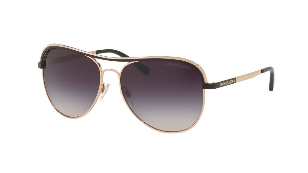 Michael Kors VIVIANNA I MK1012 Single Vision Prescription Sunglasses MK1012-110836-58 - Lens Diameter 58 mm, Frame Color Rose Gold/Black