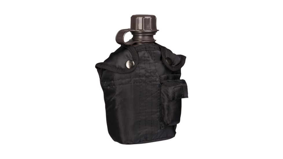 MIL-TEC Plastic Canteen w/Cover, Black, 14505002