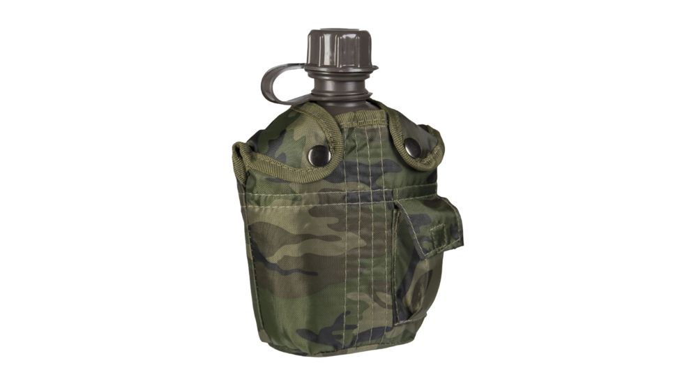 MIL-TEC Plastic Canteen w/Cover, Woodland Camo, 14505020