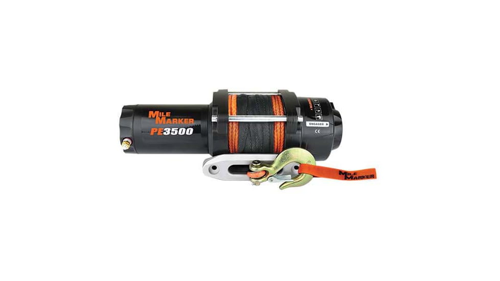 Mile Marker PE3.5 ATV/UTV Winch with Synthetic Rope, 3.500 lb Capacity, 77-53112BW