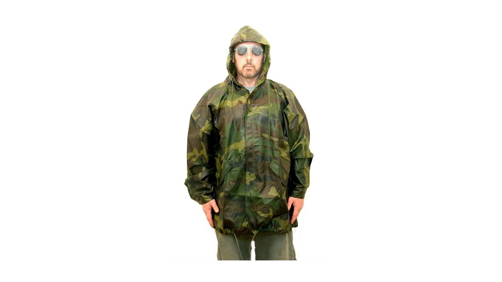 Military Surplus GI Camouflage Rain Parka, Woodland, Medium, MJ128M