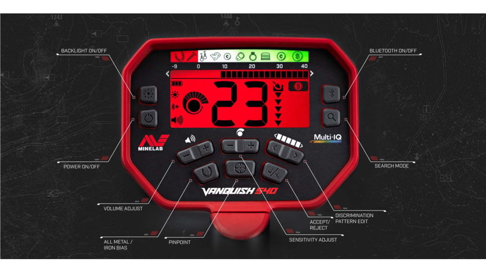 Minelab Minelab Vanquish 540 Metal Detector, Black/Red, 3820-0003