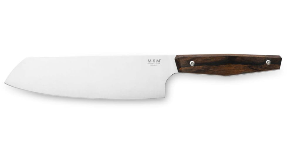 MKM Santoku Kitchen Knife, 17.48in X50CrMoV15 Stainless Blade, Ziricote Wood Handle, MK PRSA-Z