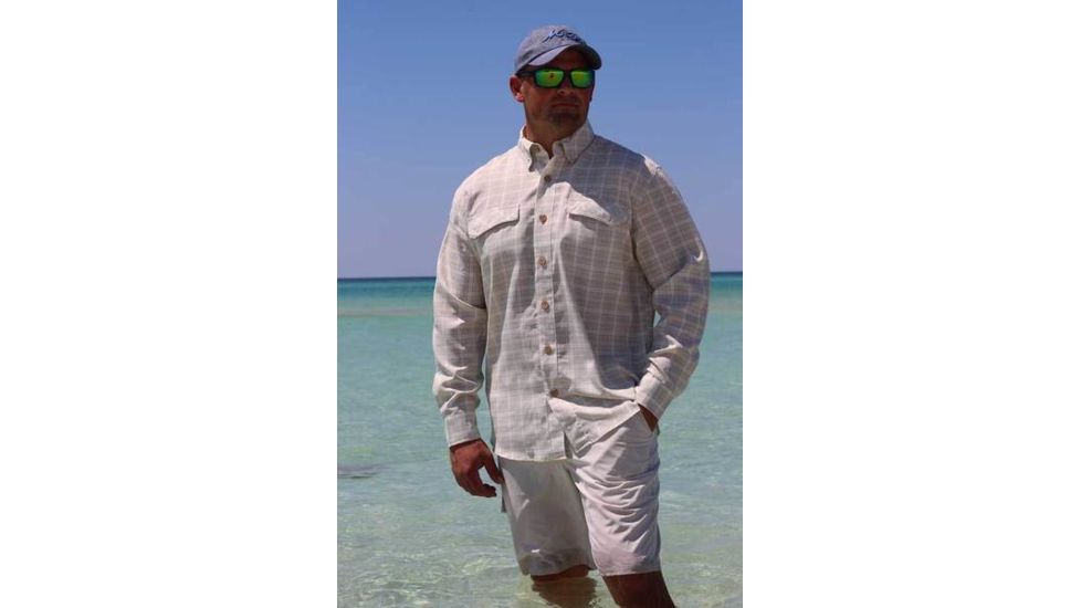 Mojo Sportswear Company Coastal Plaid Shirt Long Sleeve - Mens, Dune, Medium, Dune - M - CPLS LS