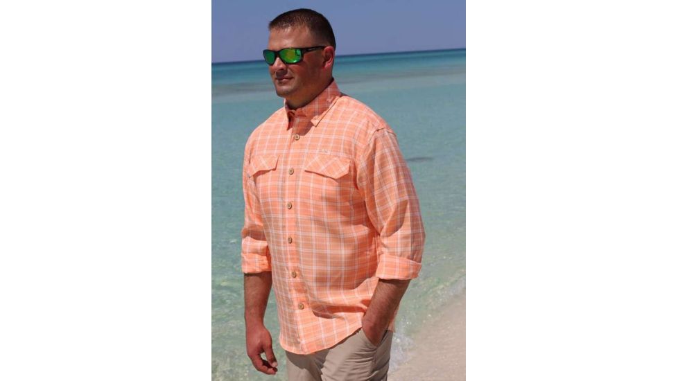 Mojo Sportswear Company Coastal Plaid Shirt Long Sleeve - Mens, Sailor Sunset, Large, SLSNST - L - CPLS LS