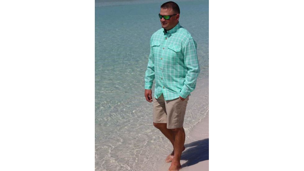 Mojo Sportswear Company Coastal Plaid Shirt Long Sleeve - Mens, Skiff Green, Small, SKGGR - S - CPLS LS