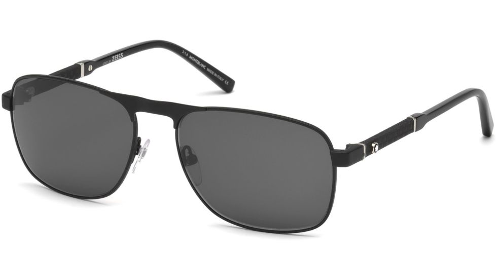 Mont Blanc MB655S Sunglasses - Matte Black Frame Color, Smoke Lens Color