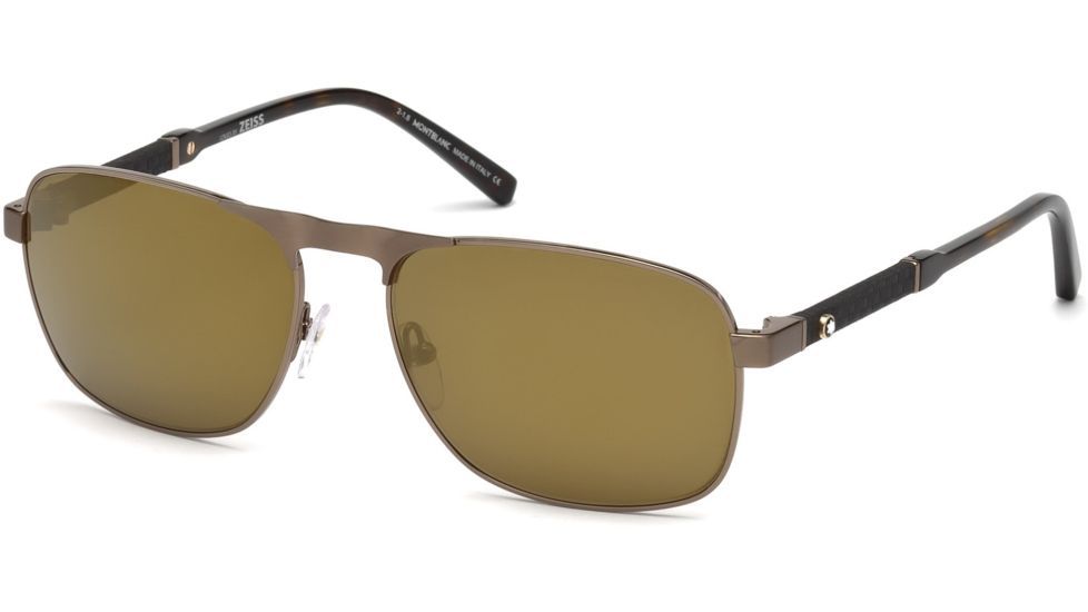 Mont Blanc MB655S Sunglasses - Shiny Light Bronze Frame Color, Brown Mirror Lens Color