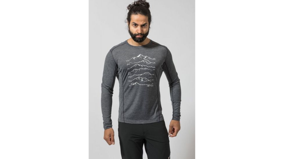 Montane Primino 140G 7 Summits Long Sleeve T-Shirt - Mens, Black, Extra Large, MP7SLBLAX08