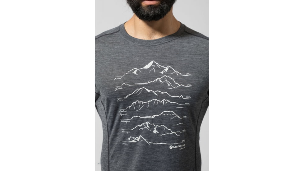 Montane Primino 140G 7 Summits Long Sleeve T-Shirt - Mens, Black, Extra Large, MP7SLBLAX08