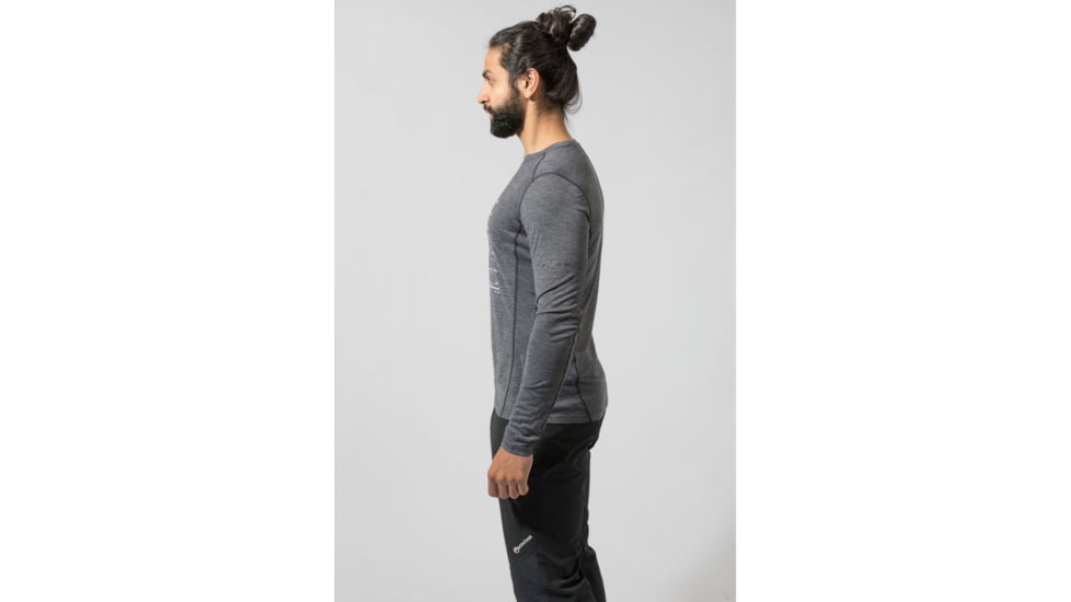 Montane Primino 140G 7 Summits Long Sleeve T-Shirt - Mens, Black, Extra Large, MP7SLBLAX08
