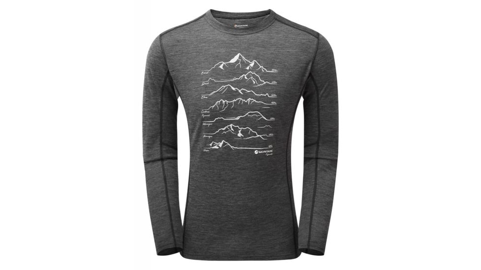 Montane Primino 140G 7 Summits Long Sleeve T-Shirt - Mens, Black, Extra Large, MP7SLBLAX08