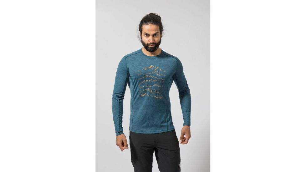 Montane Primino 140G 7 Summits Long Sleeve T-Shirt - Mens, Narwhal Blue, 2XL, MP7SLNARZ08
