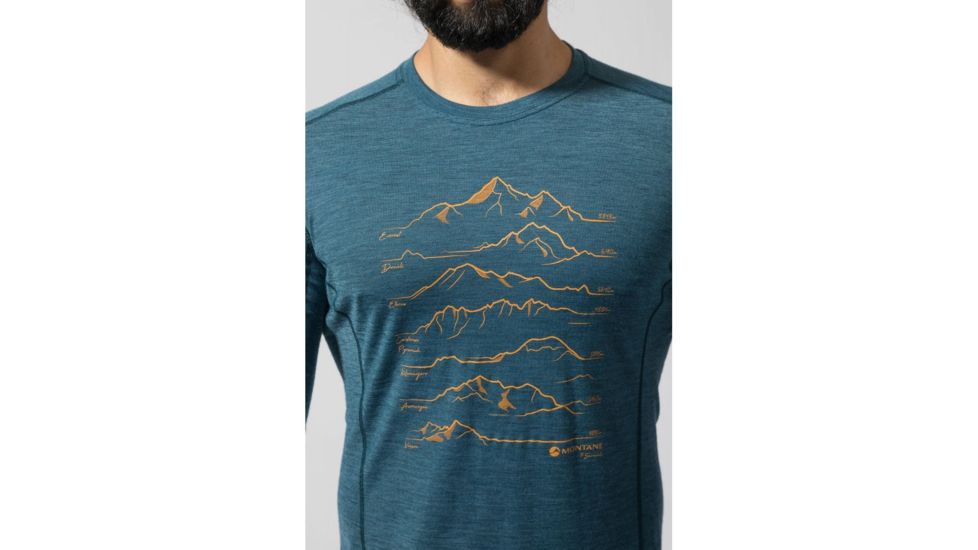 Montane Primino 140G 7 Summits Long Sleeve T-Shirt - Mens, Narwhal Blue, 2XL, MP7SLNARZ08