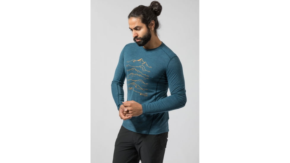Montane Primino 140G 7 Summits Long Sleeve T-Shirt - Mens, Narwhal Blue, 2XL, MP7SLNARZ08
