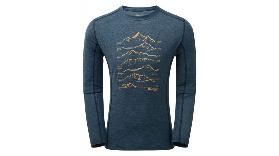 Montane Primino 140G 7 Summits Long Sleeve T-Shirt - Mens, Narwhal Blue, 2XL, MP7SLNARZ08