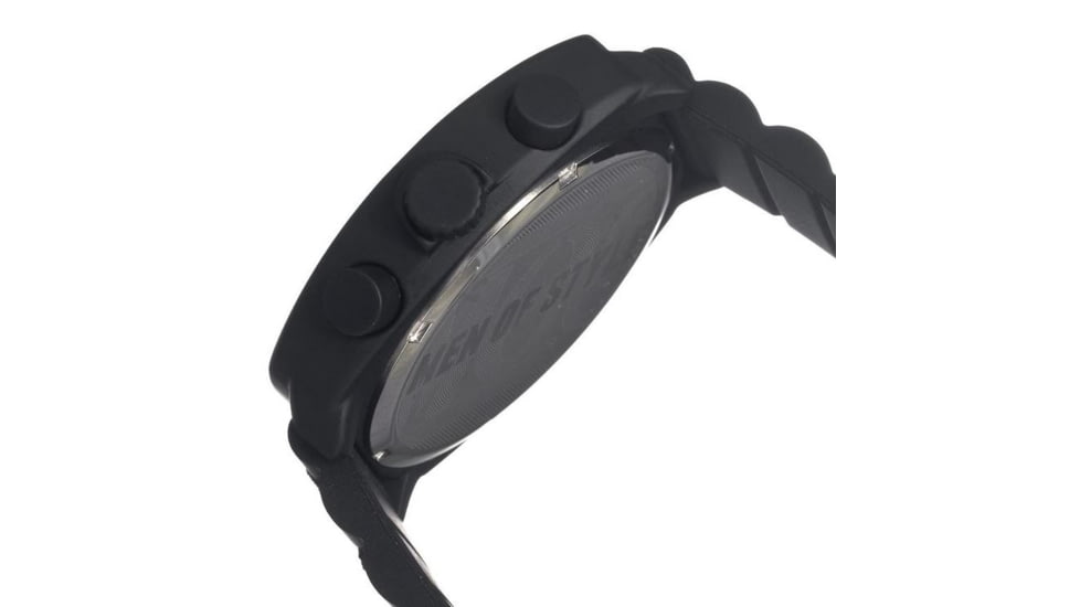 MOS Mens Berlin Strap Watch w/Day and Date Black Bezel, Black/Tonneau-shaped Case, Black/analog Dial, Red Hands MOSBN103
