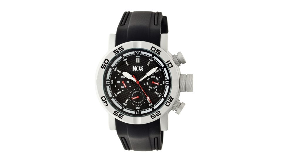 MOS MB101 Melbourne Mens Watch, 48mm, Black Strap, Black Dial MOSMB101
