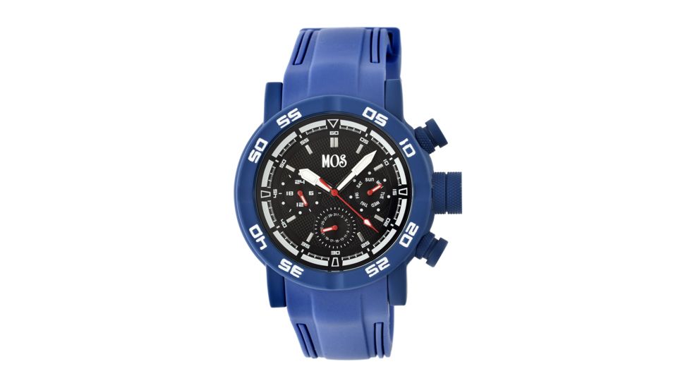 MOS MB102 Melbourne Mens Watch, 48mm, Blue Strap, Black Dial MOSMB102