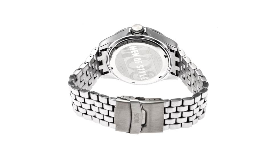MOS PB106 St. Petersburg Mens Watch, Silver, 44mm, Red Dial, Black Face MOSPB106