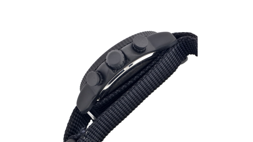SP103 Sao Paulo Mens Watch, black Band, Black Bezel, Orange Markers, Black Face