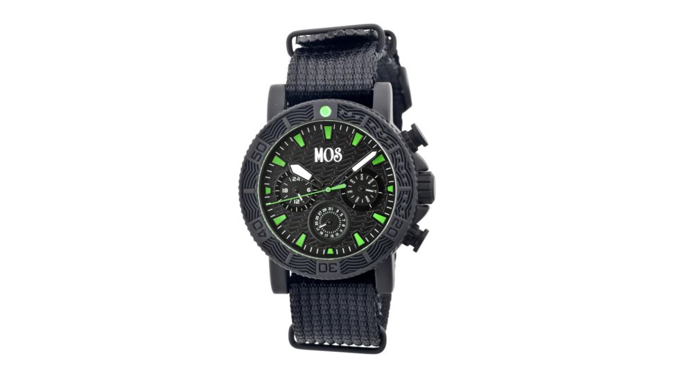 SP104 Sao Paulo Mens Watch, black Band, Black Bezel, Green Markers, Black Face