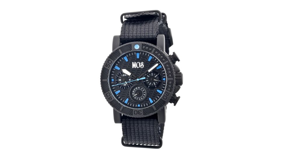 SP105 Sao Paulo Mens Watch, black Band, Black Bezel, Blue Markers, Black Face