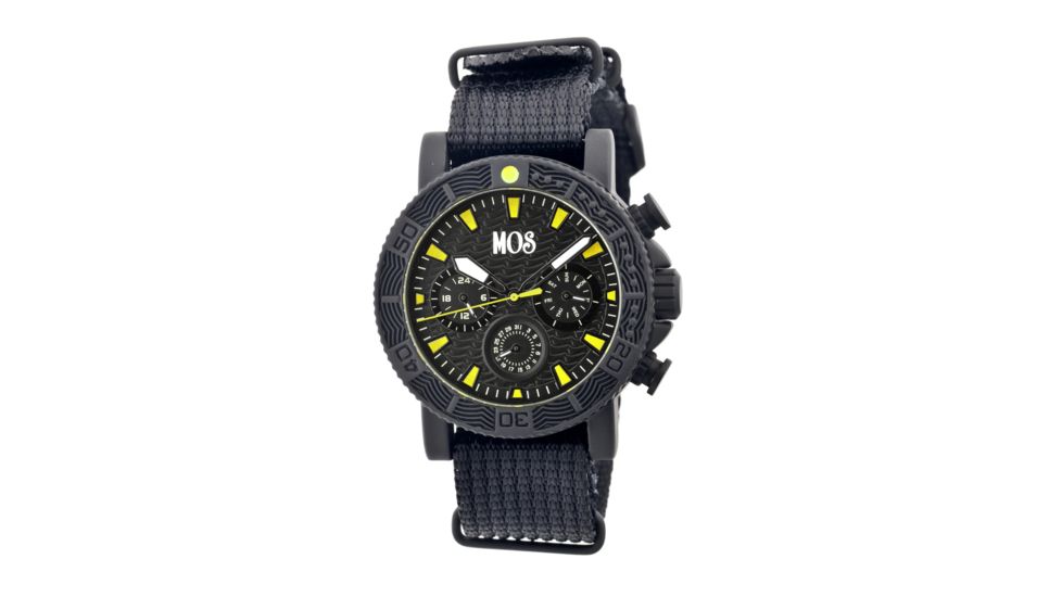 SP107 Sao Paulo Mens Watch, black Band, Black Bezel, Yellow Markers, Black Face
