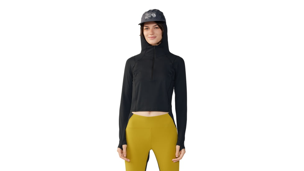 Mountain Hardwear Crater Lake Half Zip Crop Hoody - Women's, Black, S, 2068771-010-S