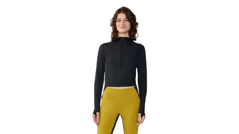 Mountain Hardwear Crater Lake Half Zip Crop Hoody - Women's, Black, S, 2068771-010-S