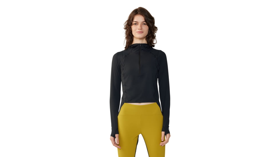Mountain Hardwear Crater Lake Half Zip Crop Hoody - Women's, Black, S, 2068771-010-S