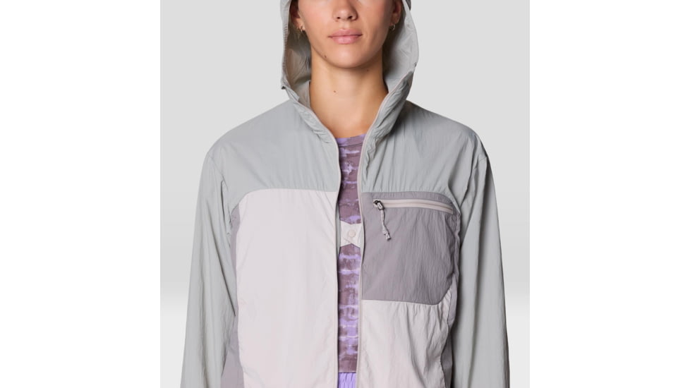 Mountain Hardwear Wind Veil Hooded Jacket - Women's, Half Moon Grey, City Fog, Approaching St, L, 2146771-059-L