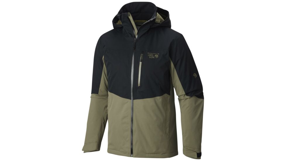 Mountain Hardwear South Chute Jacket - Men's-Black/Stone Green-Small
