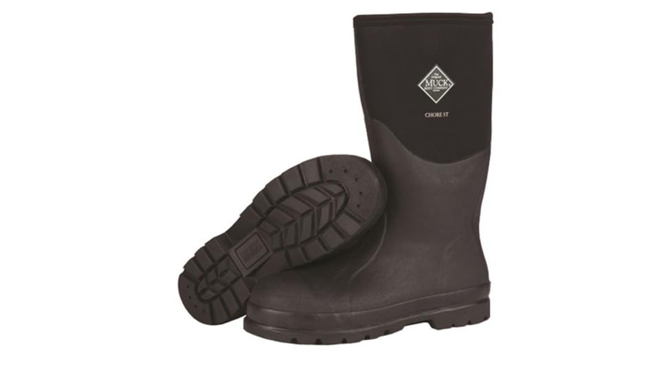 Muck Boots Chore Classic Tall Steel Toe Rubber Work Boots - Mens, Black, 12, CHS-000A-BLK-120
