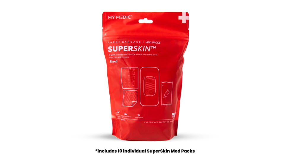My Medic SuperSkin Large Bandage First Aid Skin Treatment, 8.8x6.2.5 inch, 10 Pack, MM-SPL-MD-PK-AC-2X4-SSB-10PK