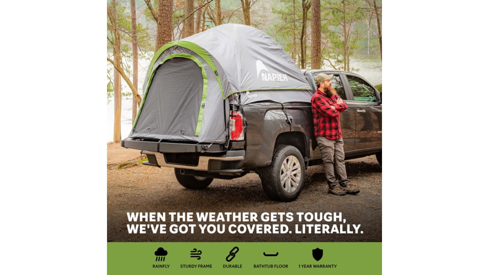Napier Backroadz Truck Tent, Full Size Crew Cab Bed, Gray/Green, 5.5-5.8 ft, 19033