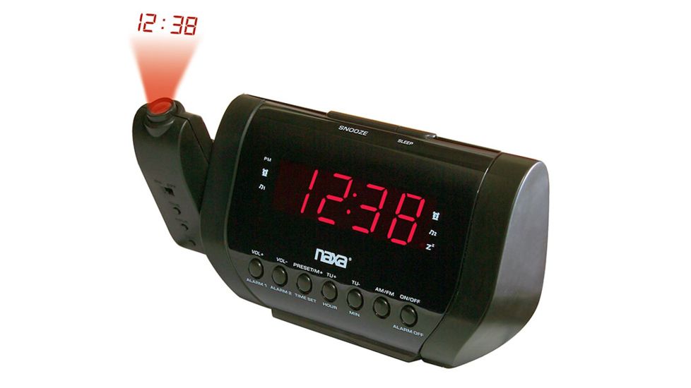 Naxa Projection Dual Alarm Clock w/ Radio, Black NRC173