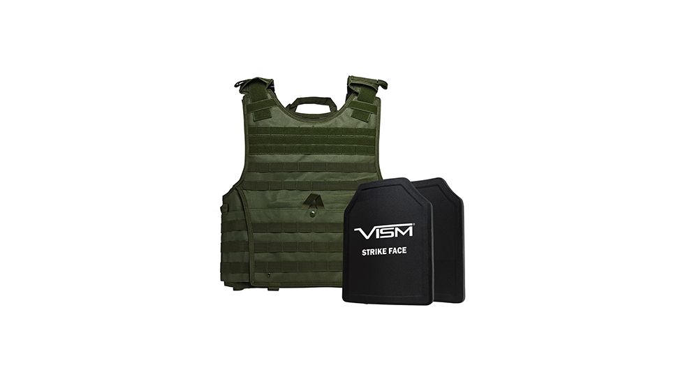 NcSTAR Expert Plate Carrier Vest w/Two 11x14in Shooters Cut Hard PE Ballistic Panels, Green, 2XL BPLCVPCVXL2963G-A